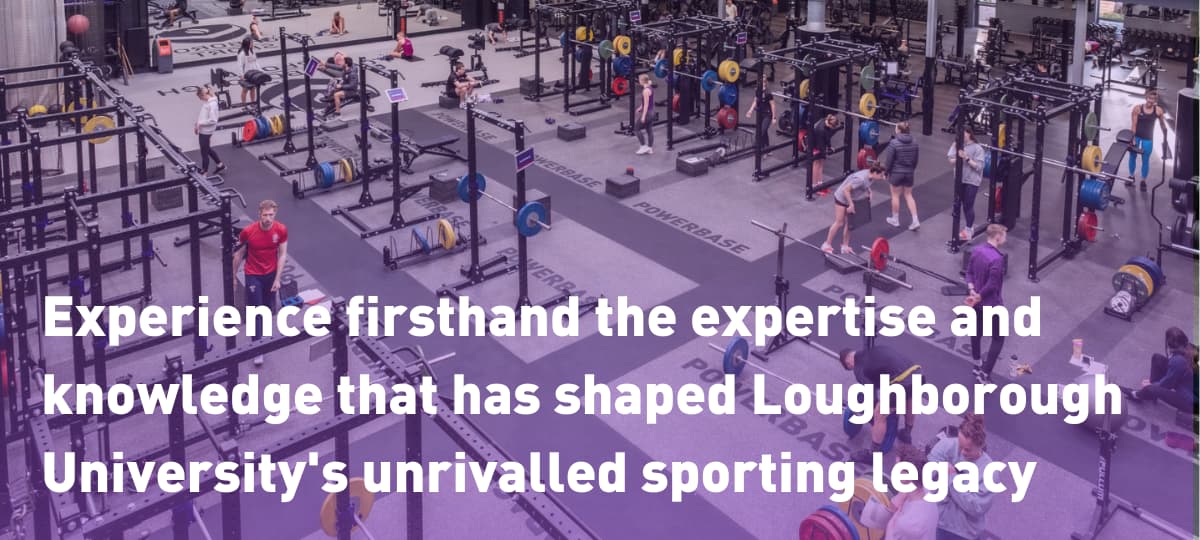 Photo of gym with text